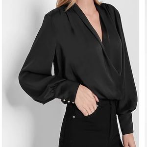 NWT Express Embellished Cuff Draped Front Top